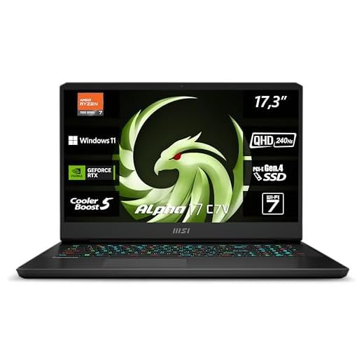 MSI Alpha 17, Gaming Laptop, 17,3" QHD, AMD Ryzen™ 7 7840HX Prozessor, 32 GB DDR5-5200 RAM, 1 TB, NVIDIA® GeForce RTX™ 4070, Windows 11 Home, QWERTZ Tastatur, C7VG-054