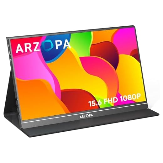 ARZOPA Portable Monitor, 15.6'' 1080P FHD Laptop Monitor USB C HDMI Computer Display HDR Eye Care External Screen w/Smart Cover for Mac Phone Xbox Switch PS5-S1 Table